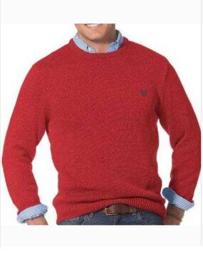 Chaps Sweater Mens M Red Cable Knit Long Sleeve Crew Neck Cotton